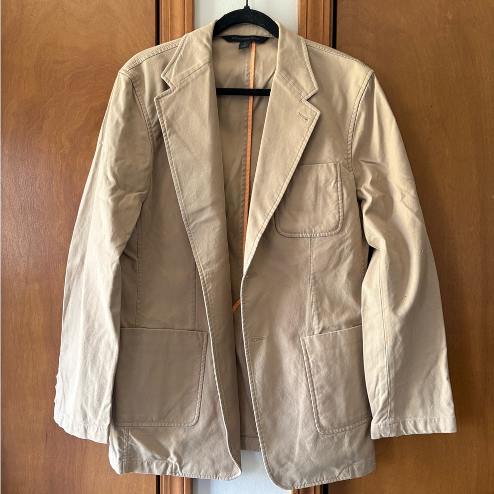 Express Design Studio Tan Blazer with Orange Trim